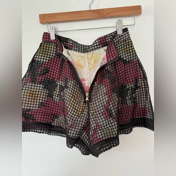 Fleur du Mal High Waist Mesh Overlay Shorts - Black Pink and Yellow - Picture 6 of 8